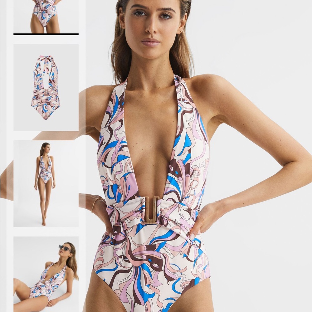 NWT Reiss Multicolor Abstract Swimsuit - Picture 5 of 5